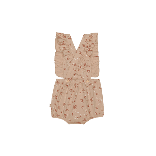House Of Jamie - Ruffled Baby Salopette - Gold Sesame & Brick Floral