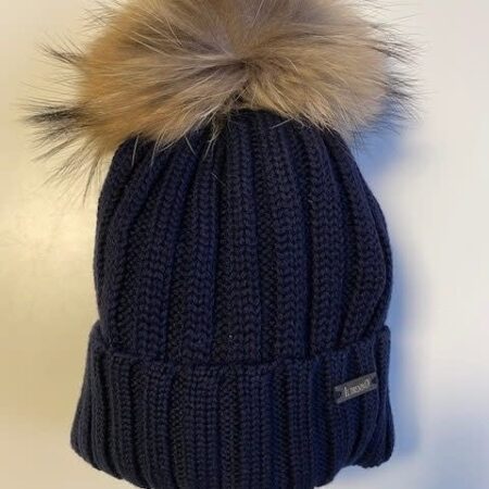 Il trenino - muts berretto marine wol met pompom