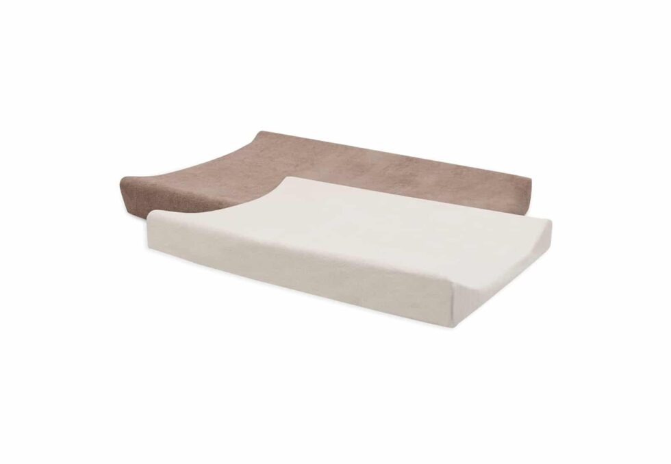 Jollein - Aankleedkussenhoes Badstof 50x70cm - Milky Coffee/Ivory - 2 Stuks