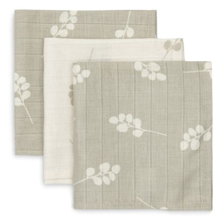 Jollein - Hydrofiel Monddoekje 31x31cm Twig Olive Green (3pack)