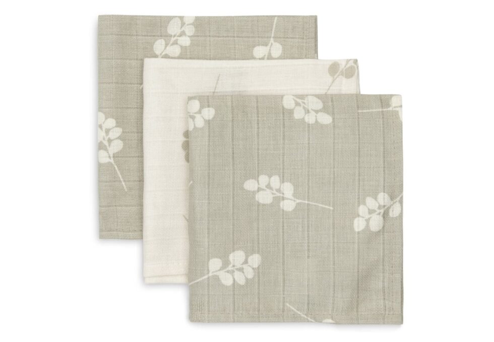 Jollein - Hydrofiel Monddoekje 31x31cm Twig Olive Green (3pack)