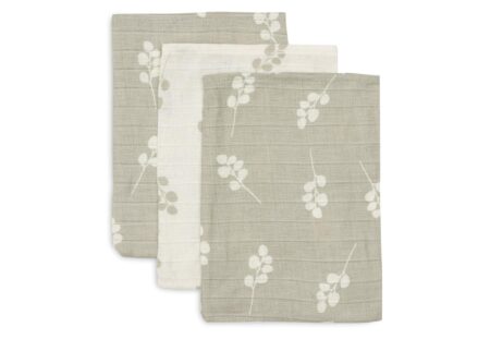Jollein - Hydrofiel Washandje 15x20cm Twig Olive Green (3pack)
