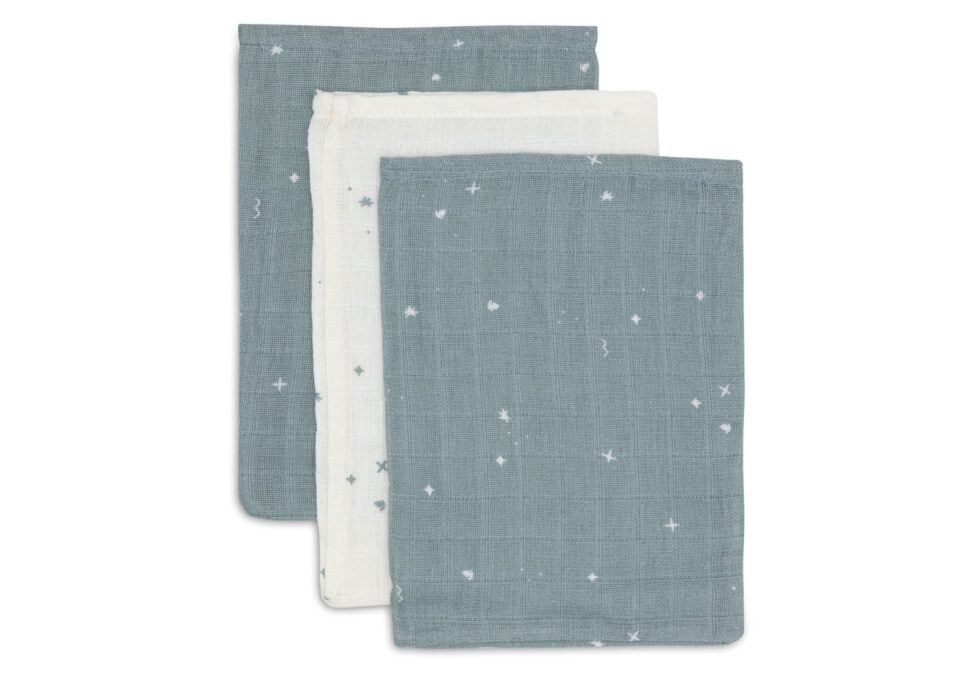 Jollein - Hydrofiel Washandje 15x20cm Twinkling Sea Green (3pack)