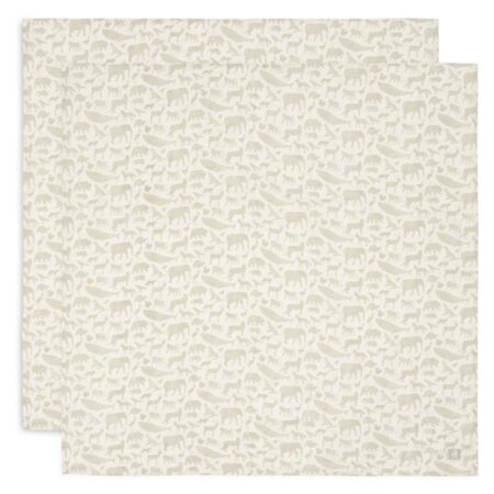 Jollein - Hydrofiele Doek Large 115x115cm Animals Nougat (2pack)