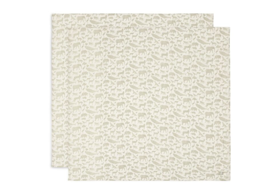 Jollein - Hydrofiele Doek Large 115x115cm Animals Olive Green (2pack)