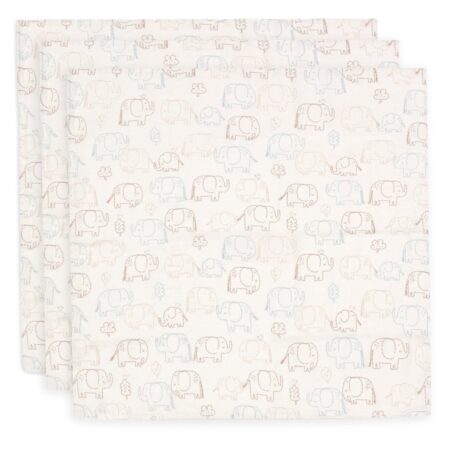 Jollein - Hydrofiele Doek Small 70x70cm - Elephant Tales - 3 Stuks