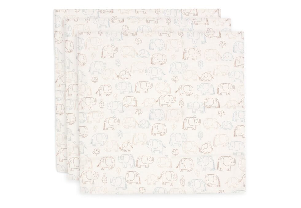 Jollein - Hydrofiele Doek Small 70x70cm - Elephant Tales - 3 Stuks