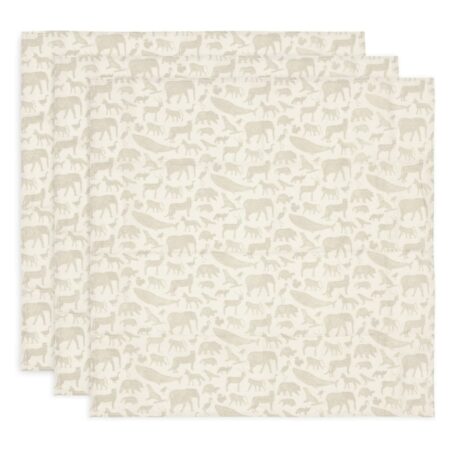 Jollein - Hydrofiele Doek Small 70x70cm Animals Nougat (3pack)