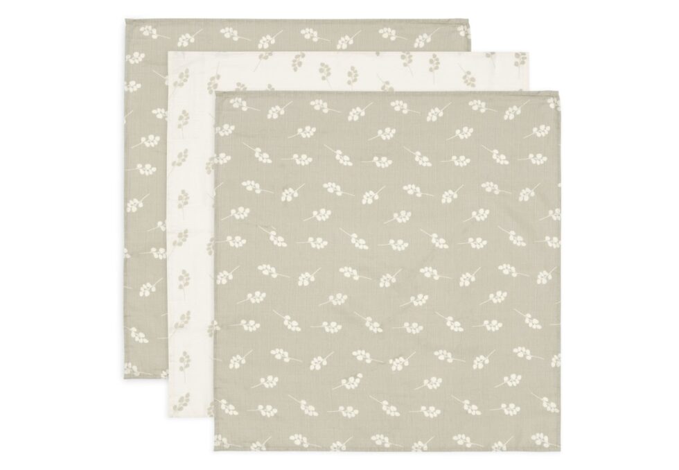 Jollein - Hydrofiele Doek Small 70x70cm Twig Olive Green (3pack)
