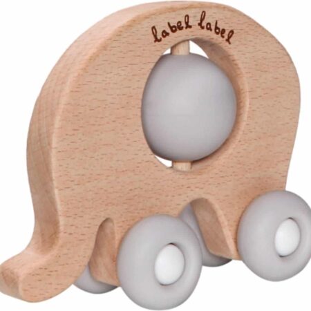Label Label - Teether Toy Wood & Silicone - Elephant - Grey