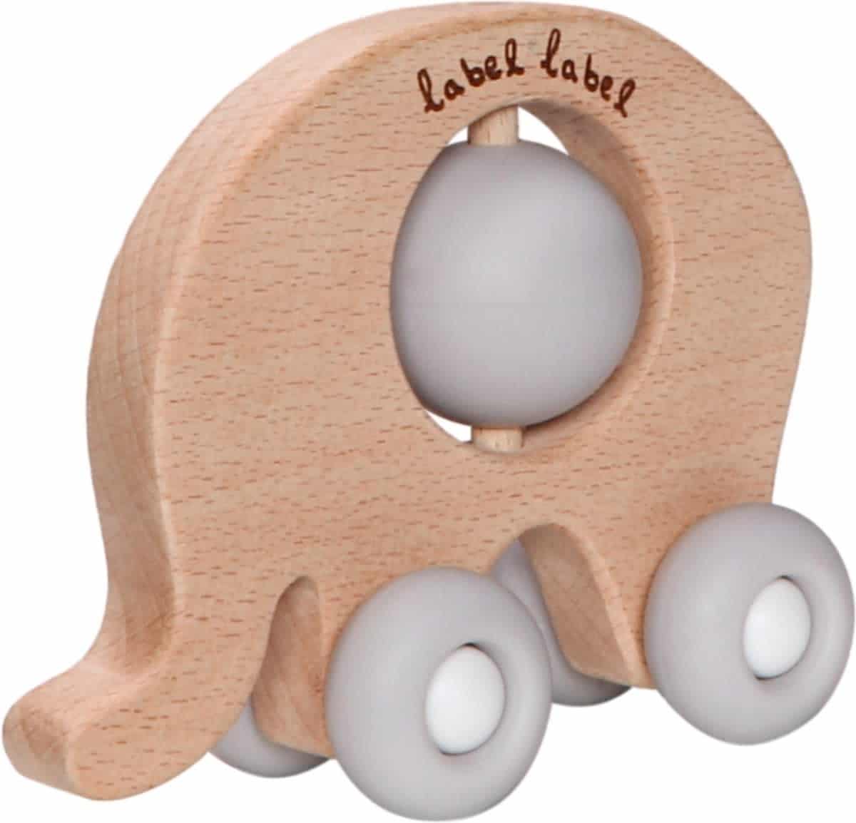 Label Label - Teether Toy Wood & Silicone - Elephant - Grey