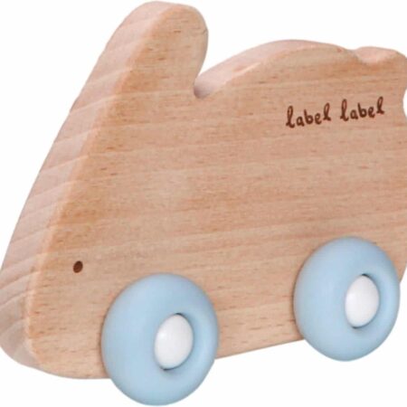 Label Label - Teether Toy Wood & Silicone - Rabbit - Blue