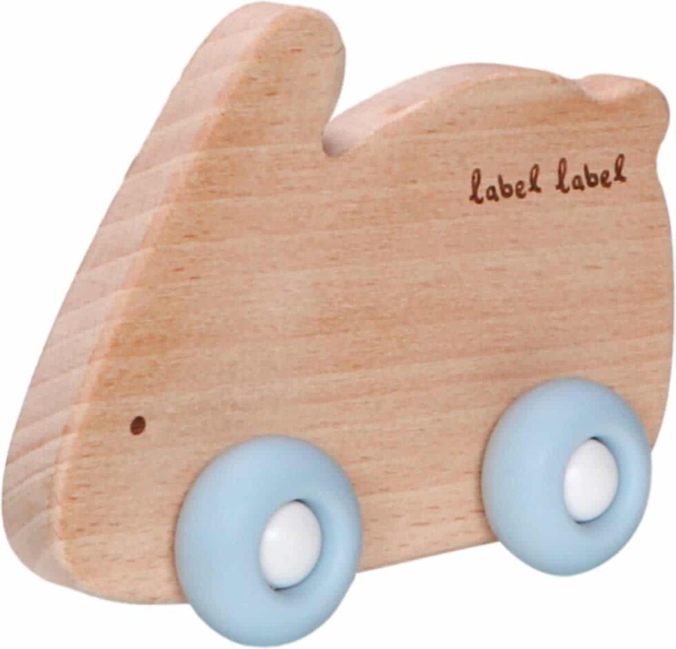 Label Label - Teether Toy Wood & Silicone - Rabbit - Blue