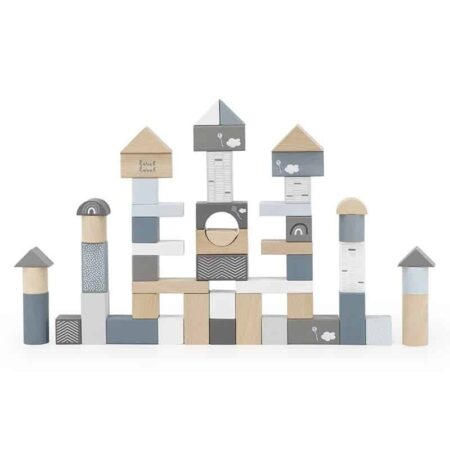 Label Label - Wooden blocks 50pcs - Blue