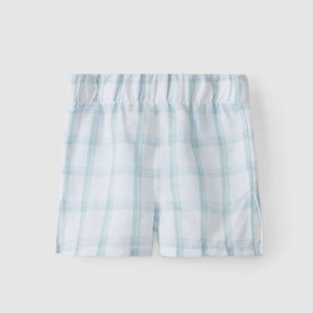 Laranjinha - Geruite Linnen Short - Waterblauw