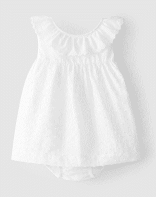 Laranjinha - Jurk Met Kraag en V-Rug + Bloomer - Wit