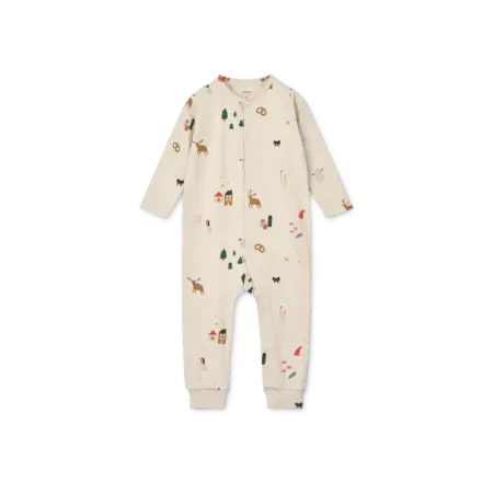 Liewood - Birk Printed Pyjamas Jumpsuit - Holiday / Sandy