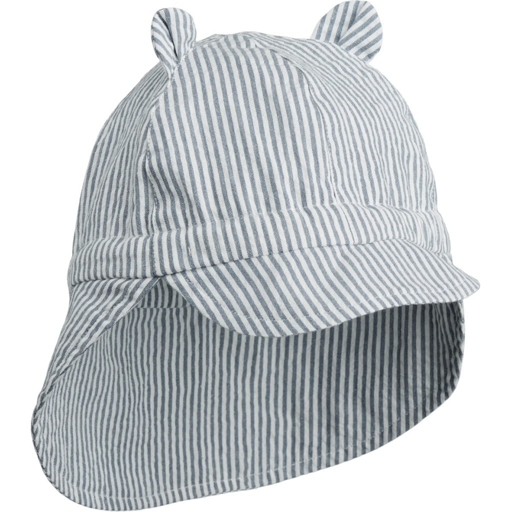 Liewood - Gorm Summer Hat - Stripe Blue Wave/Creme De La Creme