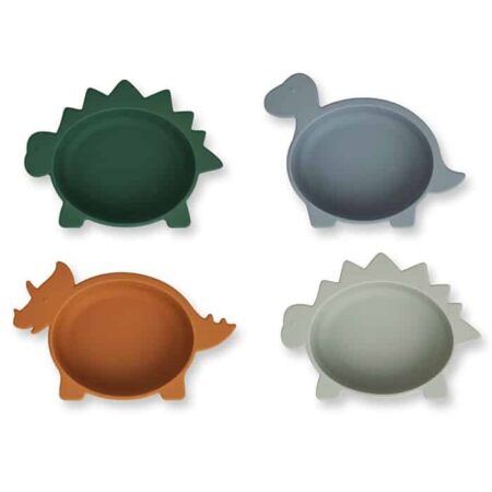 Liewood - Iggy silicone bowls - 4 pack 6943 Dino blue multi mix