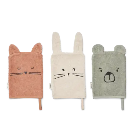 Liewood - Sylvester Classic Washcloth 3-Pack - Dove blue mix