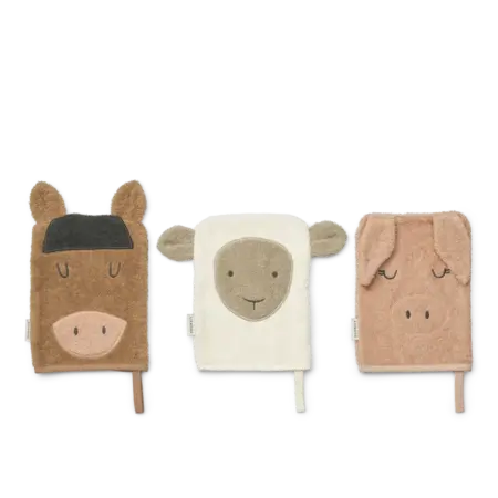 Liewood - Sylvester Farm Washcloth 3-Pack - Pale tuscany mix