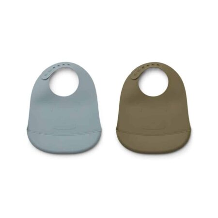 Liewood - Tilda Bib 2Pack - Mr Bear - Kakhi/Blue Fog Mix