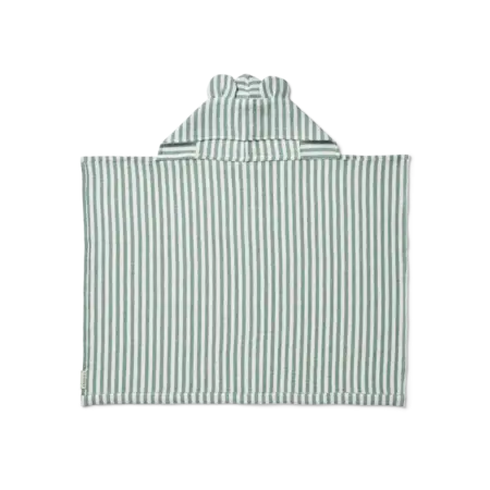 Liewood - Vilas Baby Hooded Waffle Towel - Stripes Peppermint-White
