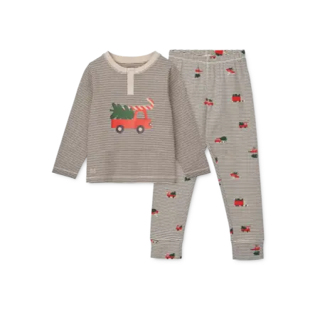 Liewood - Wilhelm Printed Pyjamas Set - Holiday vehicle / Stripe navy