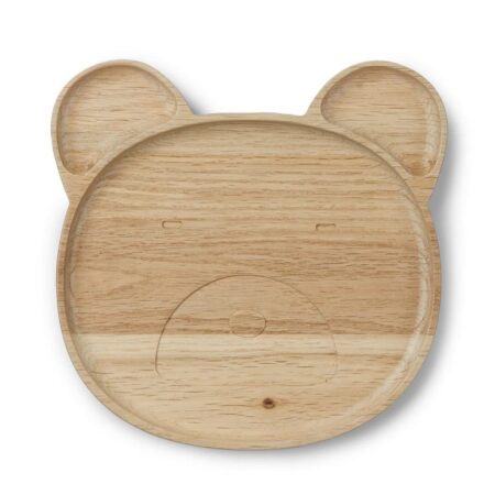 Liewood - conrad wood plate - mr bear natural