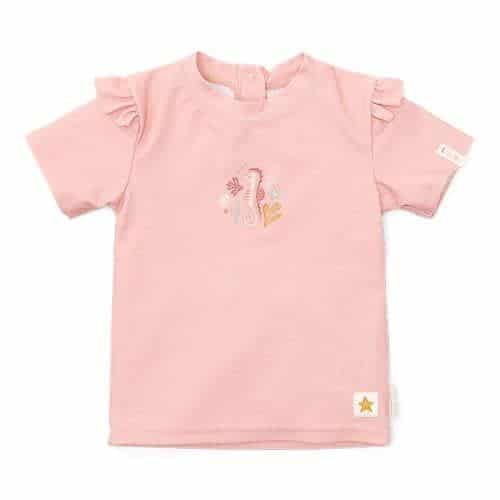 Little Dutch -Zwem T-shirt korte mouw ruches Seahorse Pink