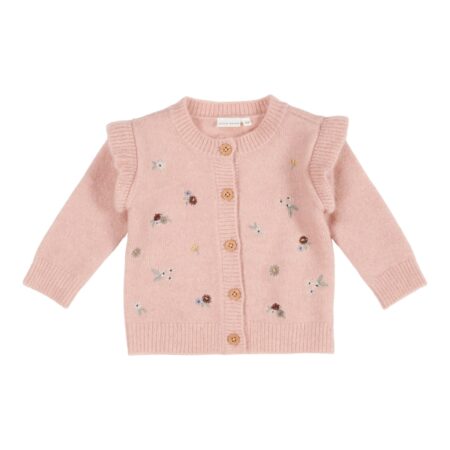 Little Dutch - Gebreid vestje met borduursels Soft Pink