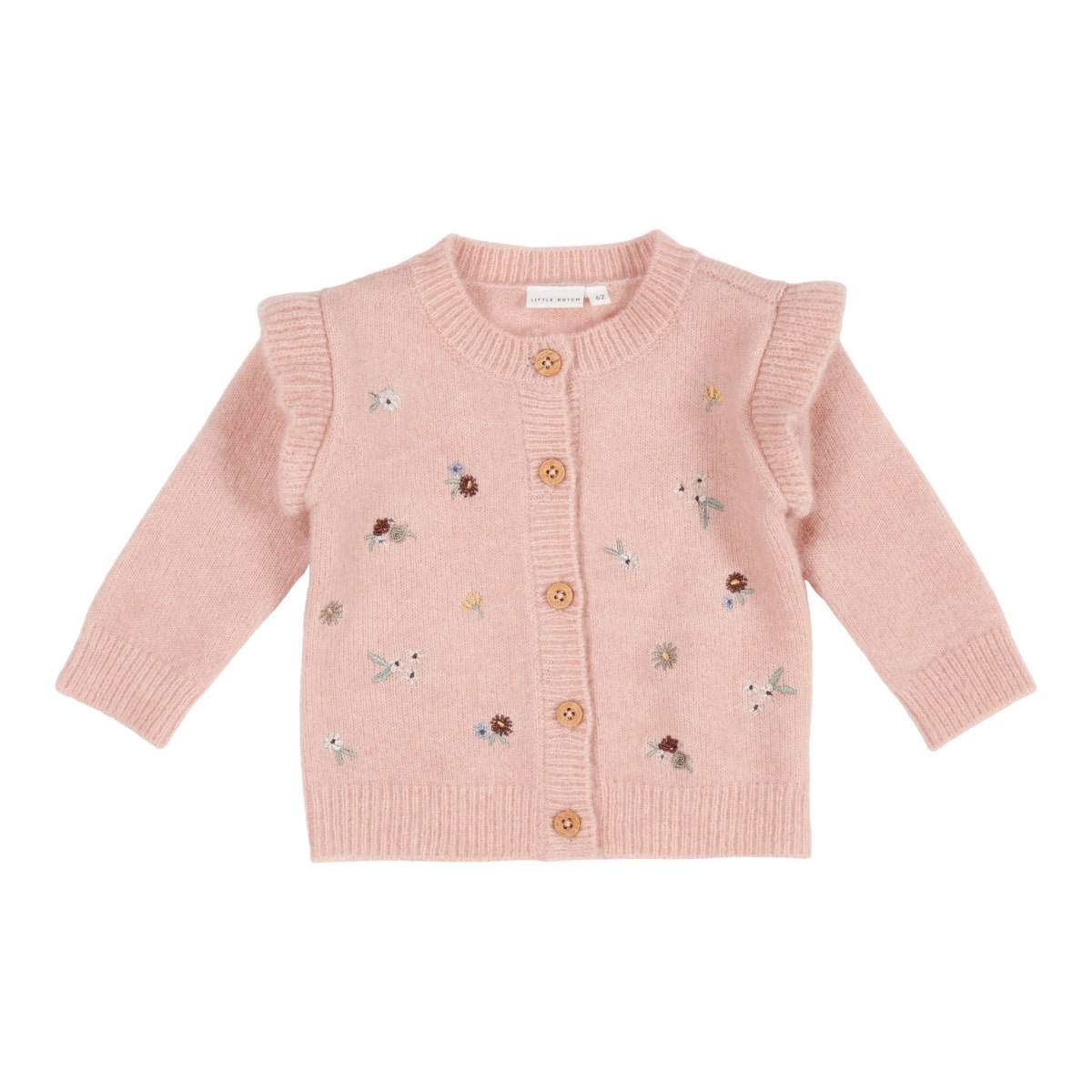 Little Dutch - Gebreid vestje met borduursels Soft Pink
