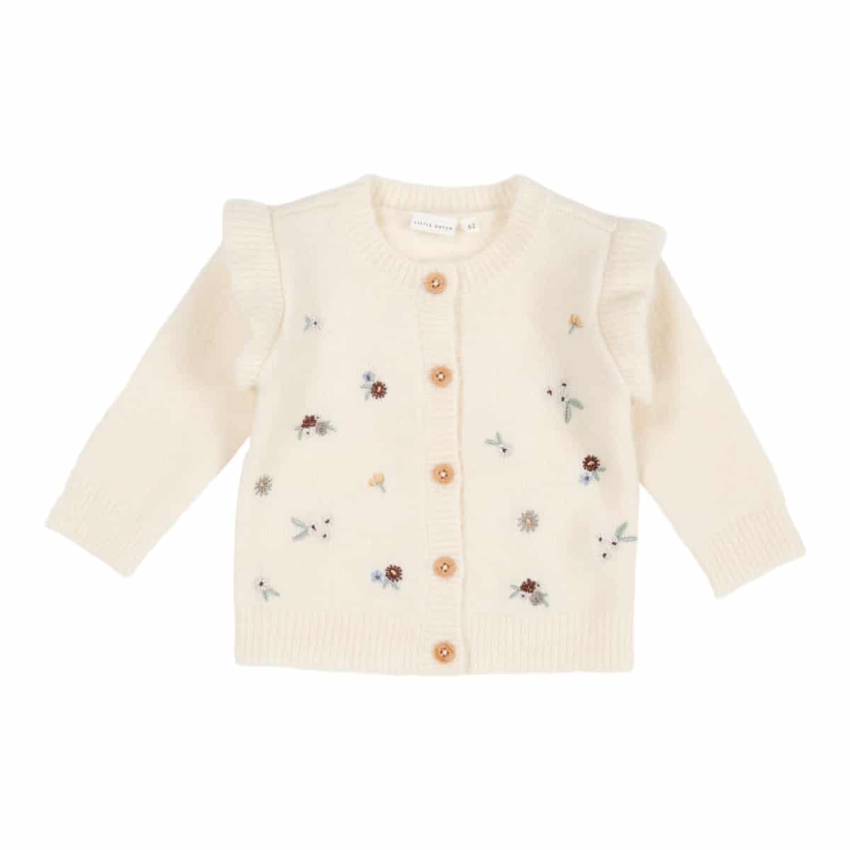 Little Dutch - Gebreid vestje met borduursels Soft White