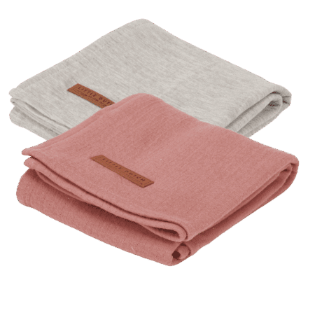 Little Dutch - Hydrofiele doeken 70 x 70 Pure Grey / Pure Pink Blush