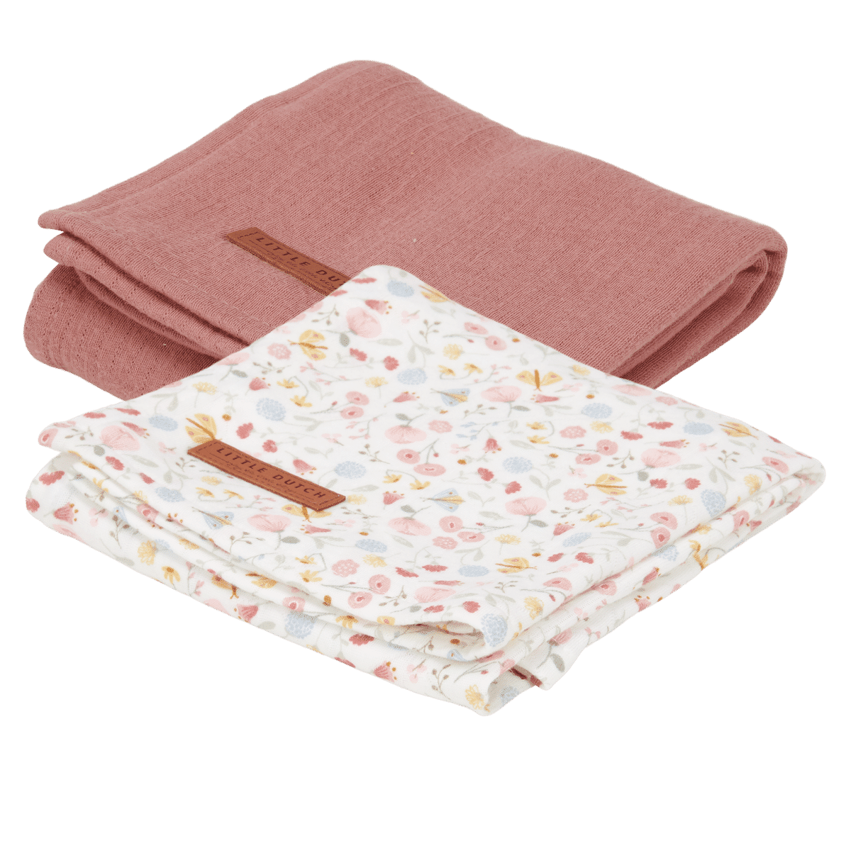 Little Dutch - Hydrofiele doeken 70 x 70 Pure Pink Blush / Flowers & Butterflies