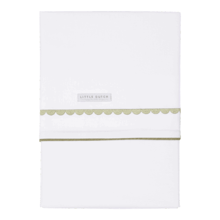 Little Dutch - Ledikantlaken Pure Olive Rounded geborduurd