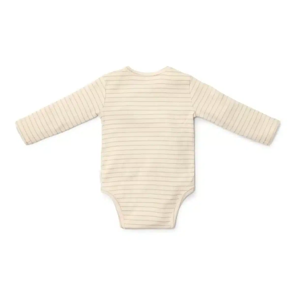 Little Dutch - Romper overslag lange mouw - Beige - Newborn Naturals - Stripe