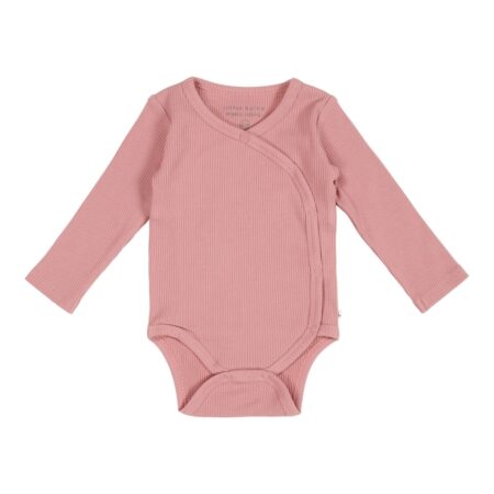 Little Dutch - Romper overslag lange mouw Rib Vintage Pink