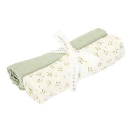 Little Dutch - Swaddle doeken hydrofiel 70 x 70 Blueberry Leaves & Sage