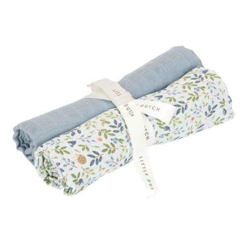 Little Dutch - Swaddle doeken hydrofiel 70 x 70 Forest Adventure & Denim Blue
