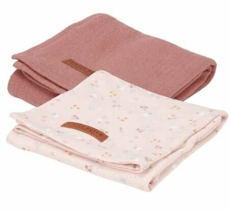 Little Dutch - Swaddles 70 x 70 Pure Pink Blush / Little Pink Flowers