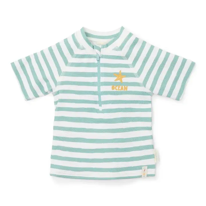 Little Dutch - Zwemshirt korte mouwen Stripes Surf Blue