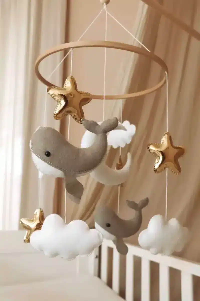 Little Loua - Handmade Little Whales baby mobile