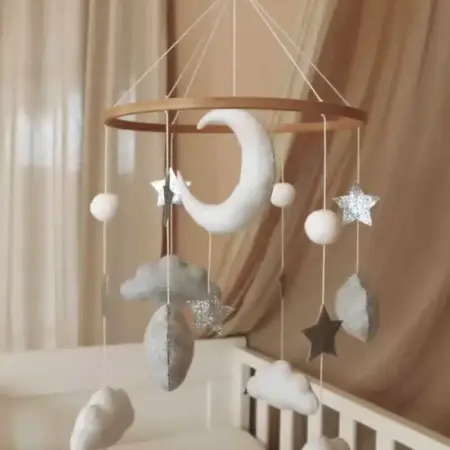 Little Loua - Handmade Moon And Stars baby mobile