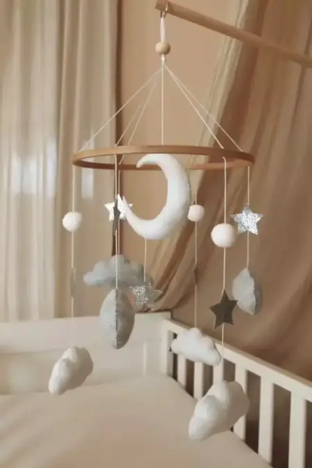 Little Loua - Handmade Moon And Stars baby mobile