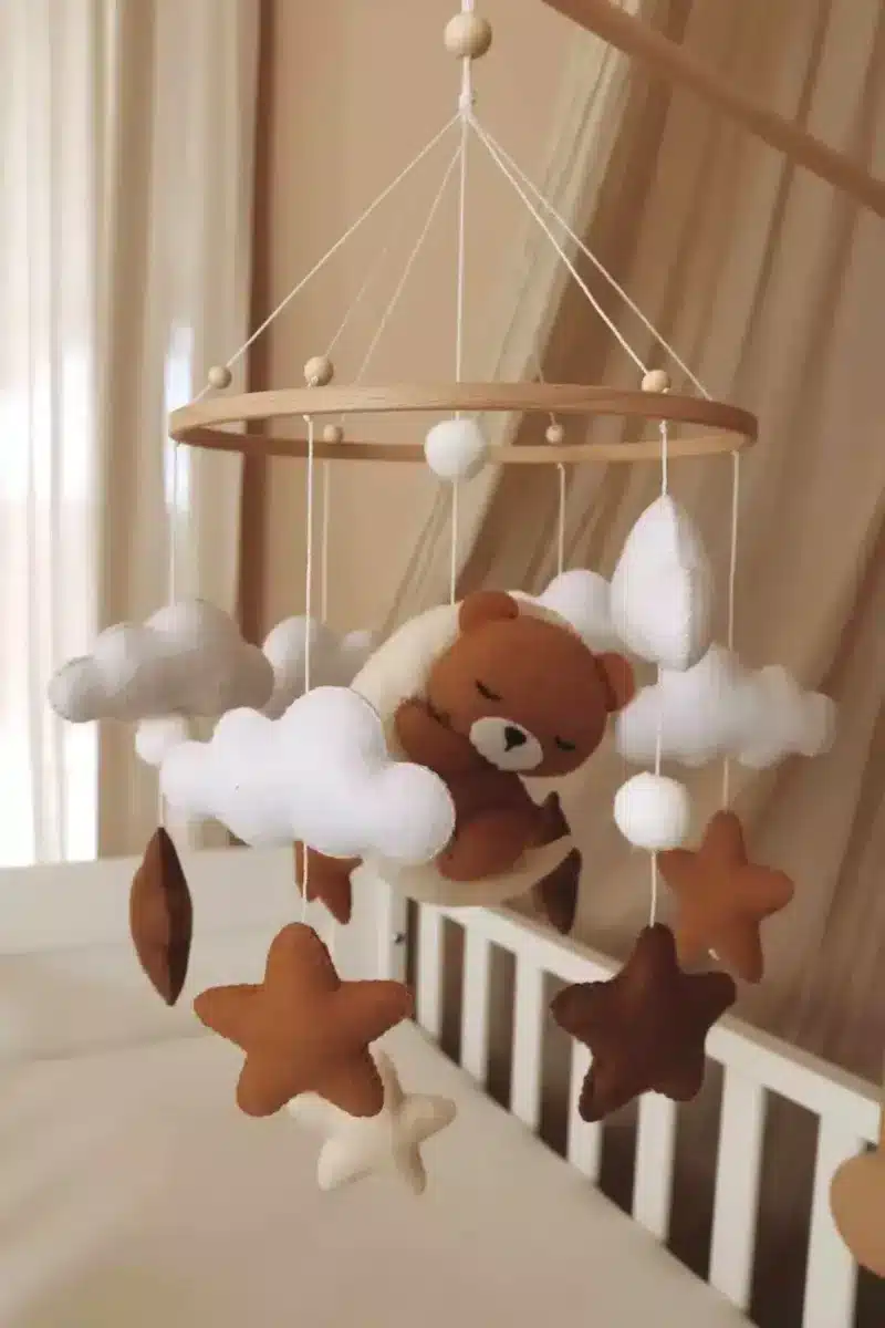 Little Loua - Handmade Sleeping Teddy baby mobile