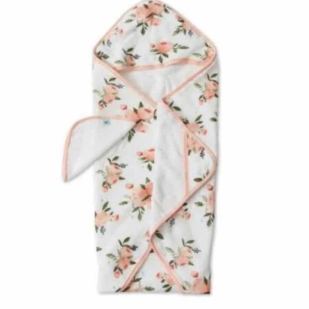 Little Unicorn - Katoenen Badcape & Washandje - Watercolor Roses - One Size