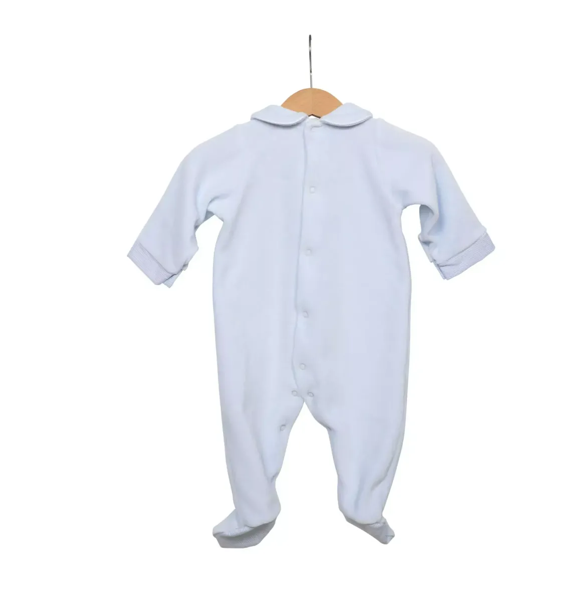 Living Nature - Babypakje Bo velours blauw details in streepjes blauw wit