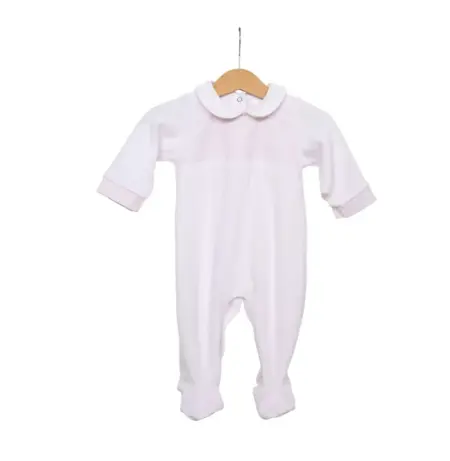 Living Nature - Babypakje Bo velours roze details in streepjes roze wit