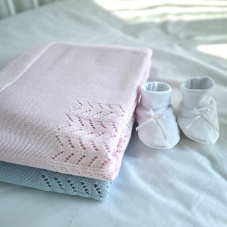 Living Nature - Deken Dominique in brei roze - 100 x 100 cm